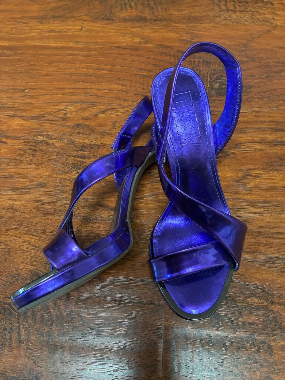 DKNYC Metallic Purple Slingback Heels